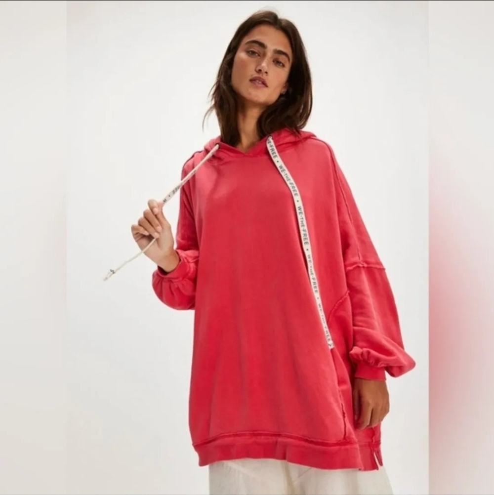 Free People We the Free hoodie in high risk red NWT XS